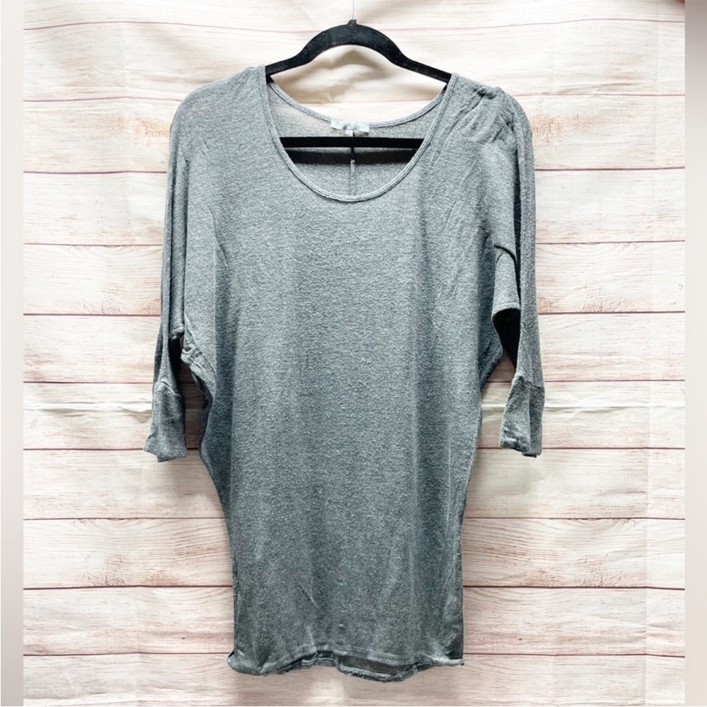 Charlotte Russe top gray size medium 3/4” Sleeve blouse drape dolman boat neck - Picture 9 of 11